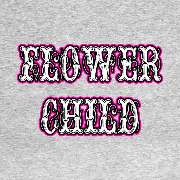 Flower Child Vintage Letters Pink by artbyomega